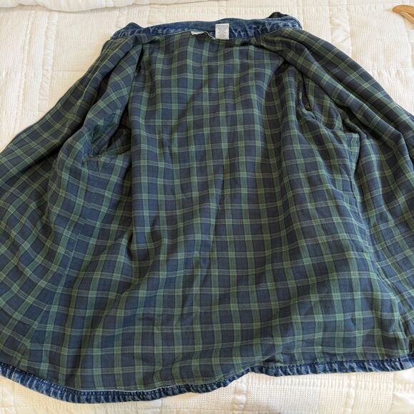 Vintage North Style Denim Jacket Women 1X Blue Barn Chore Coat Flannel Lined - Picture 5 of 12